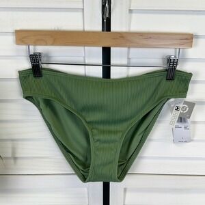New Roxy Mind of Freedom Full Bikini Swimsuit Bottoms Ribbed‎ Green Size L